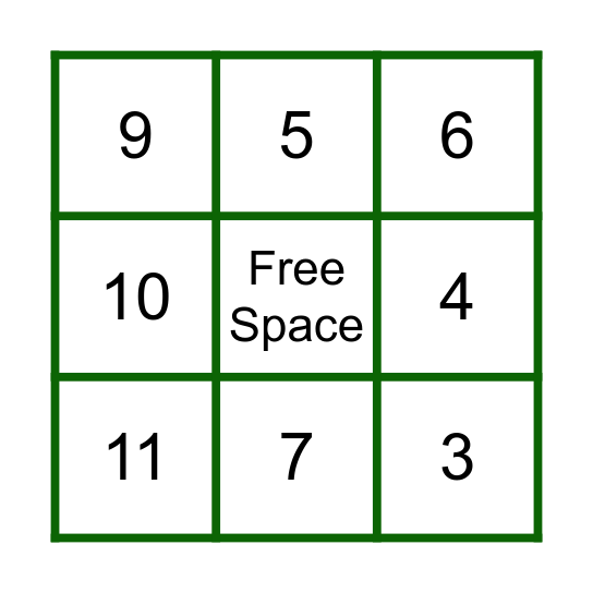 Bingo with a Twist!! Bingo Card