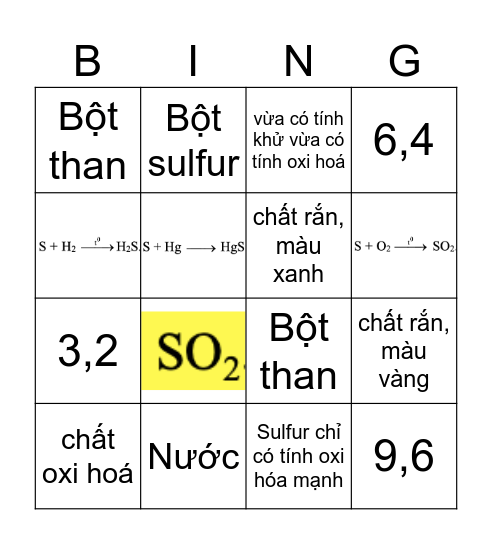 BINGO SULFUR Bingo Card