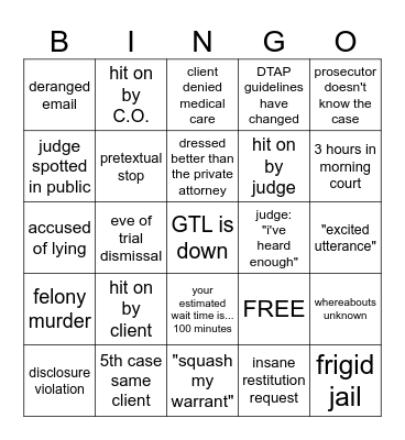 PD Bingo Card