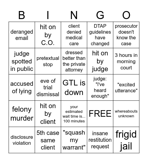 PD Bingo Card