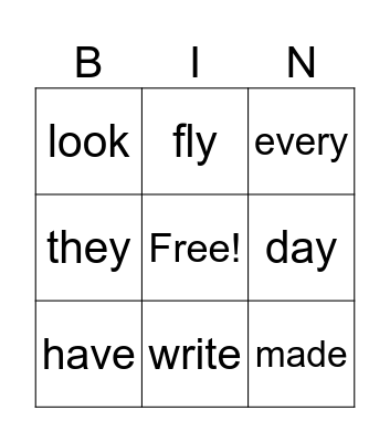 1st Module 3 Words Weeks 1 Bingo Card