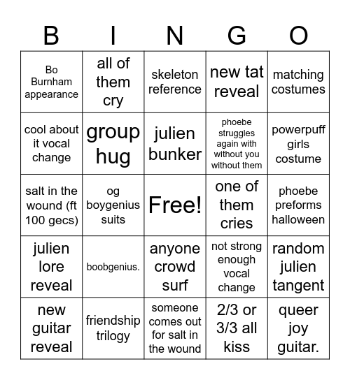 boogenius bingo Card