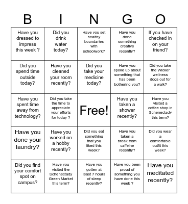 AMEU Wellness Bingo Card