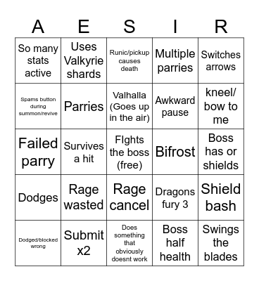 Aesir Bingo Card