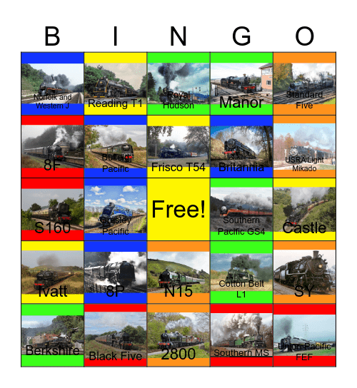 Historical Steam Engines Bingo Card