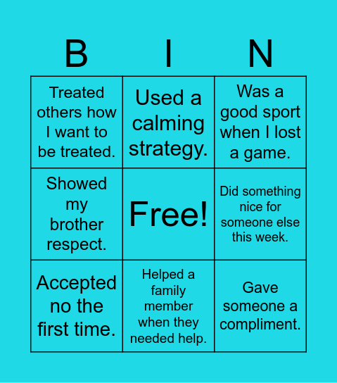 Feel Good Bingo Card