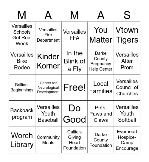 Versailles Modern Mother's Bingo Card