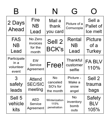 Thanksgiving Bingo Card