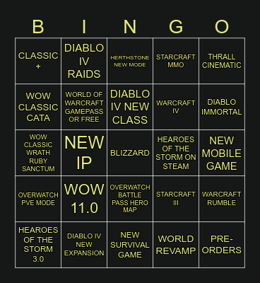 BLIZZCON 2023 Bingo Card