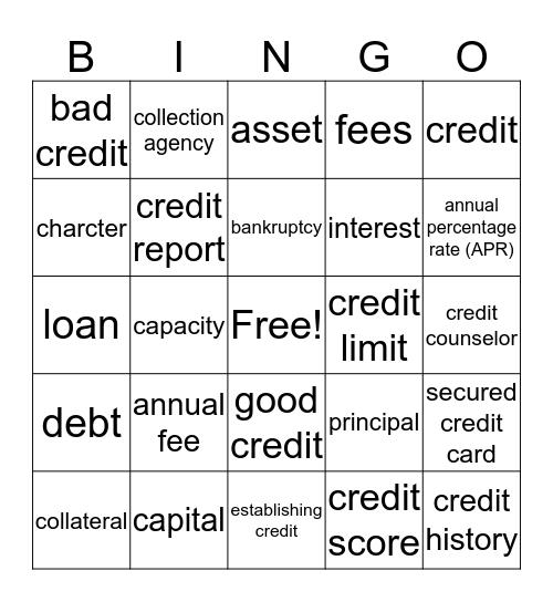 Credit Bingo Card