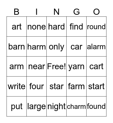 Unit 5 (ar) Bingo Card