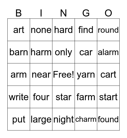 Unit 5 (ar) Bingo Card