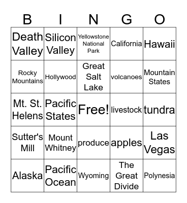 The West Bingo Card