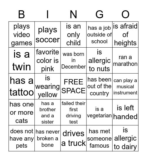 ICEBREAKER BINGO Card