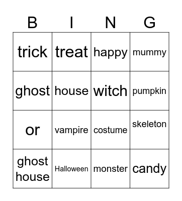 Halloween Bingo Card