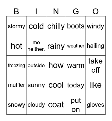 weather Bingo Card