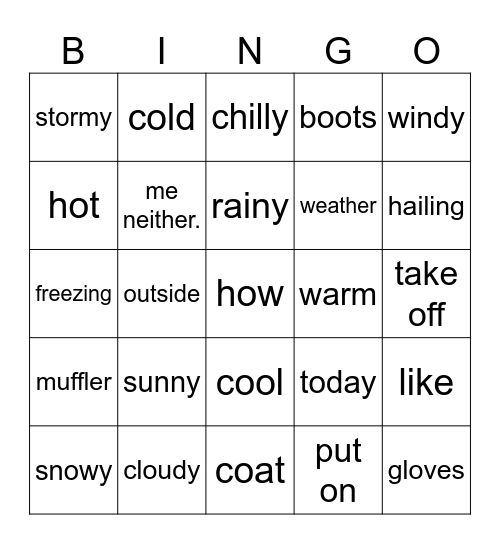 weather Bingo Card