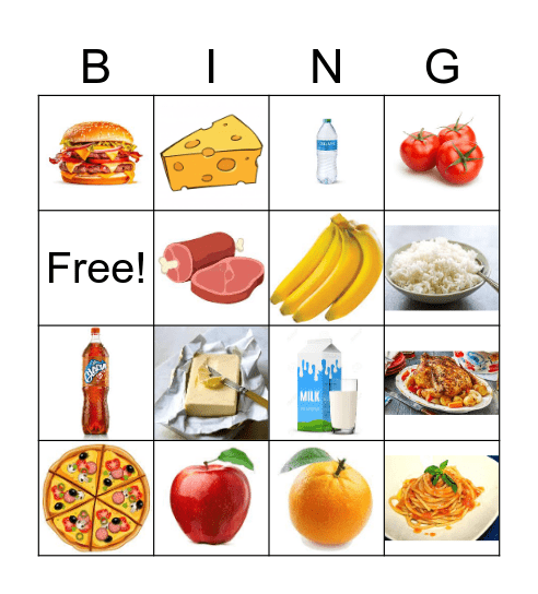 FOOD VOCABULARY Bingo Card