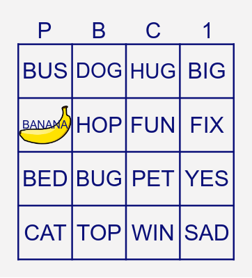 CVCs Bingo Card