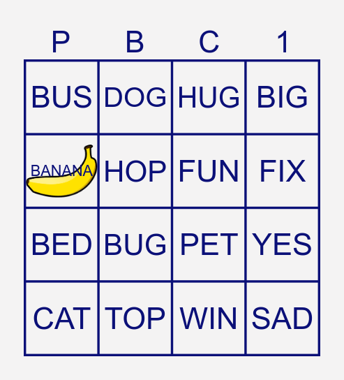 CVCs Bingo Card