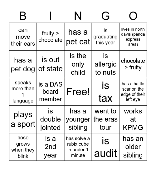 DAS BINGO Card