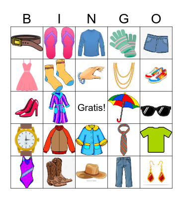 La ropa Bingo Card