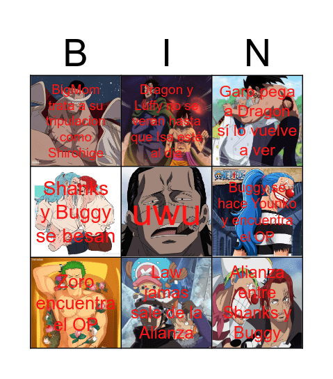 One Piece Bingo Card