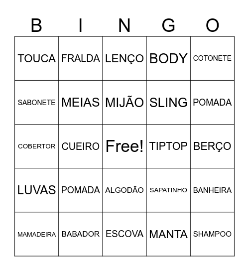 CHÁ DE BEBÊ - OLIVIA Bingo Card