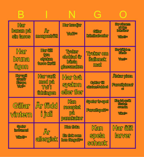 TAC-O-LOVS BINGO Card