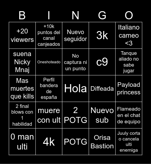 BINGO DE JUULY II Bingo Card
