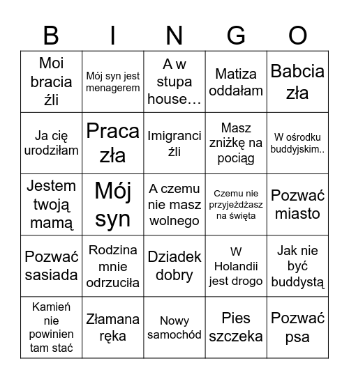 Mona Cherry Bingo Card