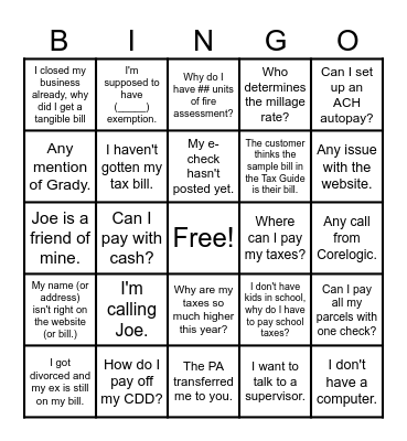 TAX SEASON Bingo Card