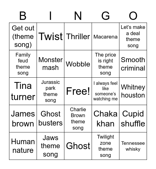 Halloween, dance and fun Bingo Card