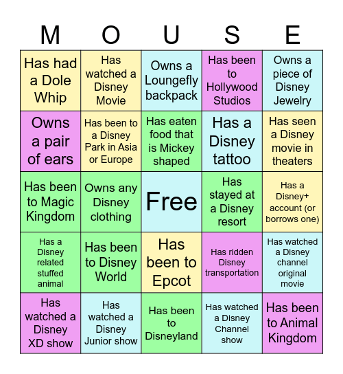 How much of a Disney adult are you? Bingo Card