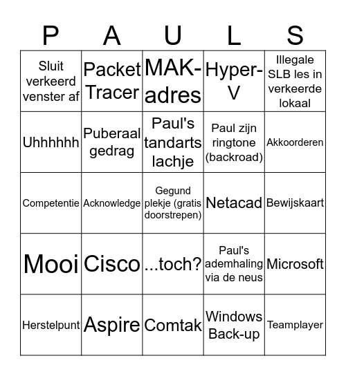 Paul's SLB Bingo (release candidate 2) Bingo Card