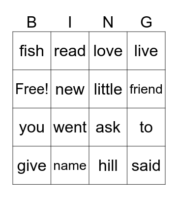 HFW Weeks 1-2 Bingo Card
