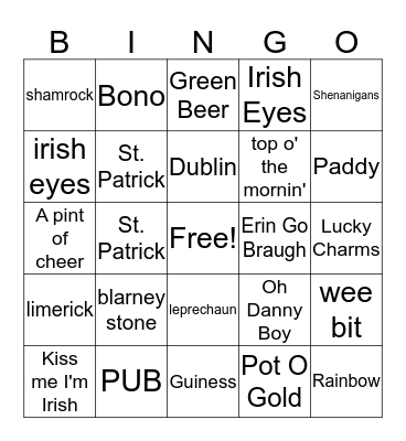 HAPPY ST. PADDY'S DAY Bingo Card