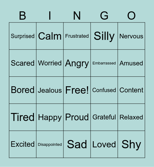 Emotions Bingo Card