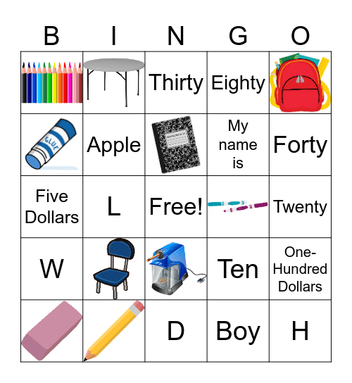 Week 1 BINGO Updated Bingo Card