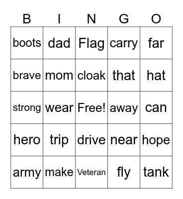 Hero Dad Bingo Card
