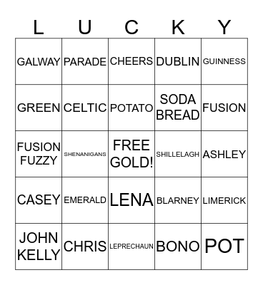 St. Patrick's Day Bingo! Bingo Card