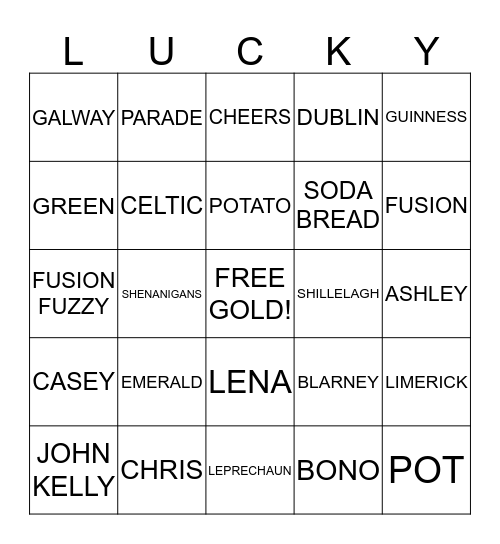 St. Patrick's Day Bingo! Bingo Card