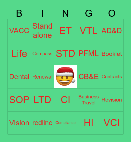 Group Insurance Bingo Card