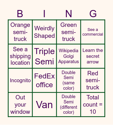 Fedex Mini Bingo! Bingo Card