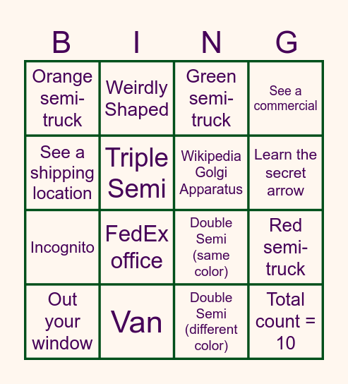 Fedex Mini Bingo! Bingo Card