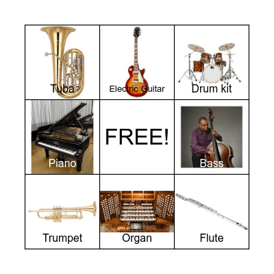 Musical Bingo Card