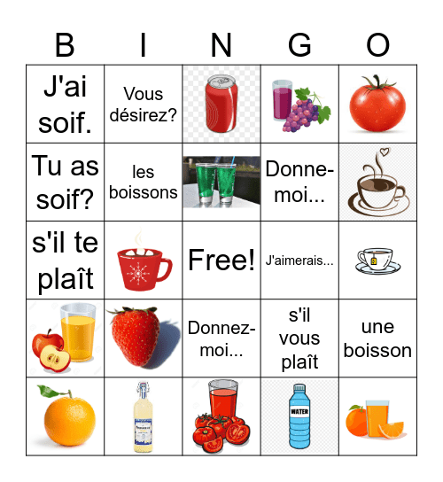 Les Boissons (p.49) Bingo Card