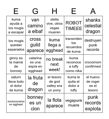 one piece before 1111 Bingo Card