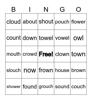 Ou//Ow Bingo Card