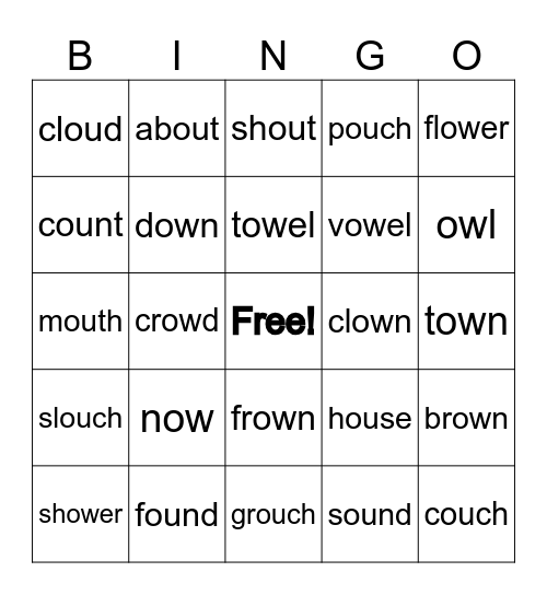 Ou//Ow Bingo Card